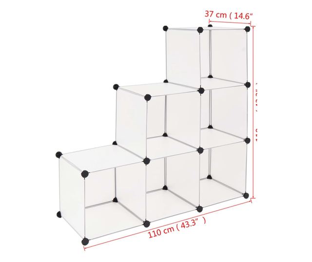 Ormar za pohranu u obliku kocke, 6 pretinaca, bijeli