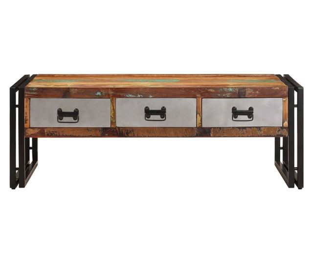 Stolić za kavu s 3 ladice, 100x50x35 cm, reciklirano masivno drvo