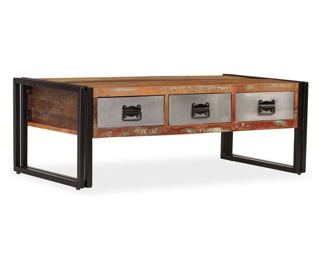 Stolić za kavu s 3 ladice, 100x50x35 cm, reciklirano masivno drvo