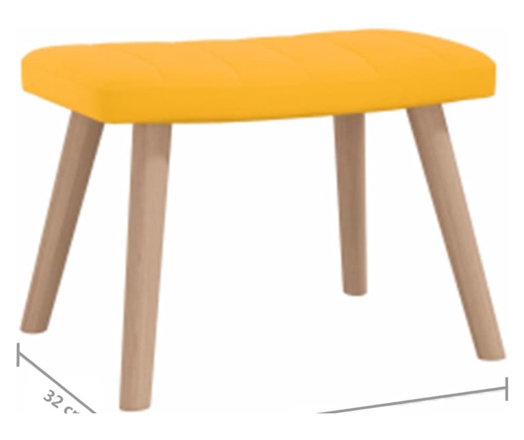 Stolica za opuštanje s tabureom, žuta senf, baršun - 12