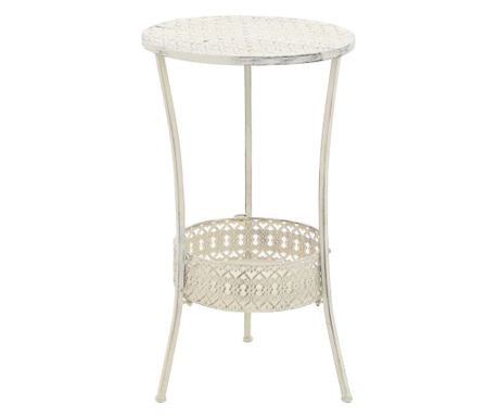 Masă de bistro stil vintage, metal, rotund, 40 x 70 cm, alb