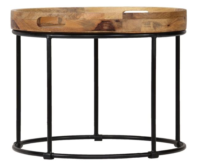 Stolić za kavu, 50x40 cm, masivno drvo manga i čelik