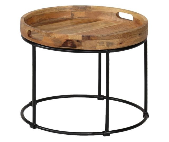 Stolić za kavu, 50x40 cm, masivno drvo manga i čelik