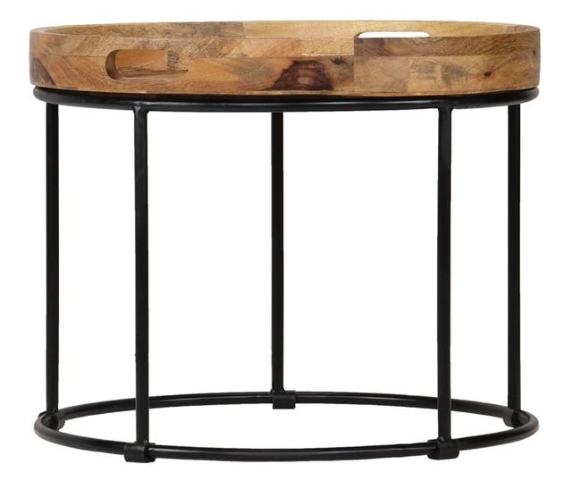 Stolić za kavu, 50x40 cm, masivno drvo manga i čelik