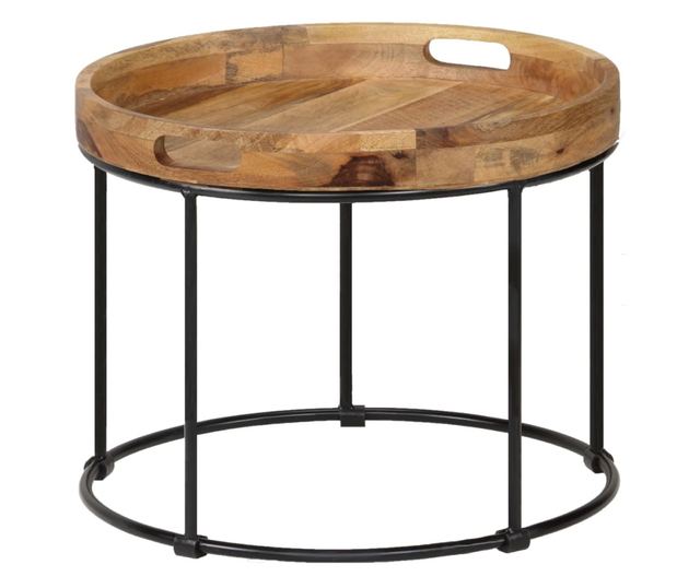 Stolić za kavu, 50x40 cm, masivno drvo manga i čelik