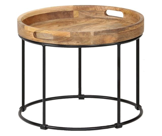 Stolić za kavu, 50x40 cm, masivno drvo manga i čelik