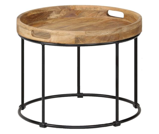 Stolić za kavu, 50x40 cm, masivno drvo manga i čelik