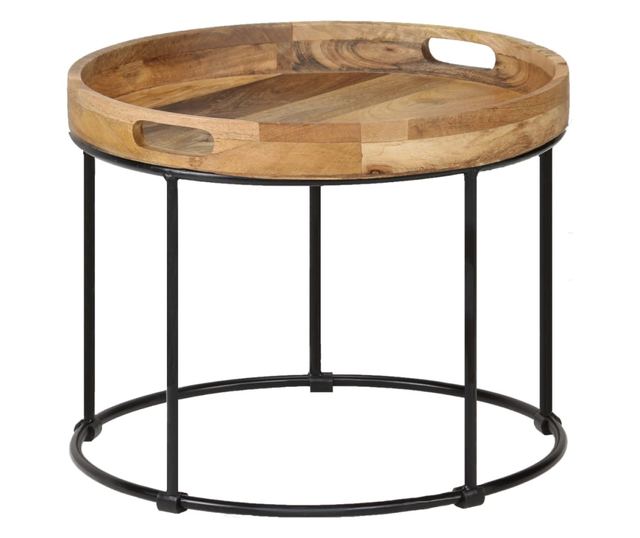 Stolić za kavu, 50x40 cm, masivno drvo manga i čelik