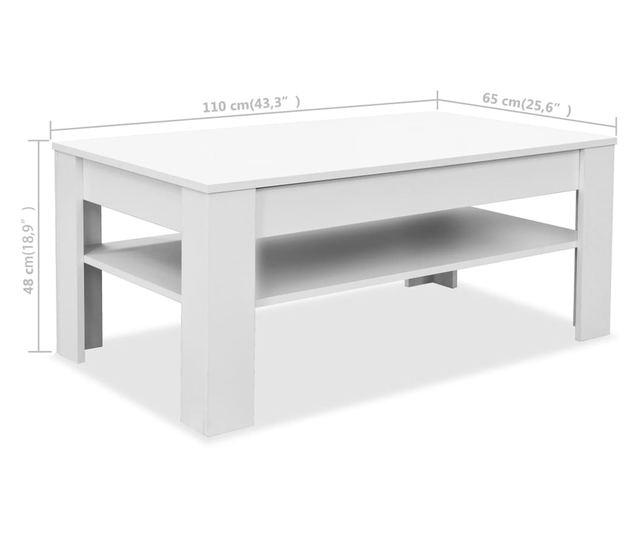 Stolić za kavu PAL 110 x 65 x 48 cm Bijela