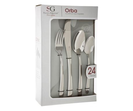 Комплект Прибори Secret de Gourmet® Orba Premium, Неръждаема стомана, 24 бр