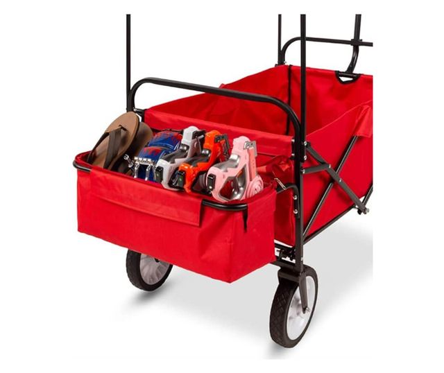 Skládací vozík se střechou, v několika typech - tažné-tlačné, červené