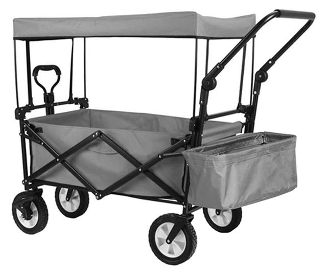 Skládací vozík se střechou, v několika typech - tažné-tlačné, šedé