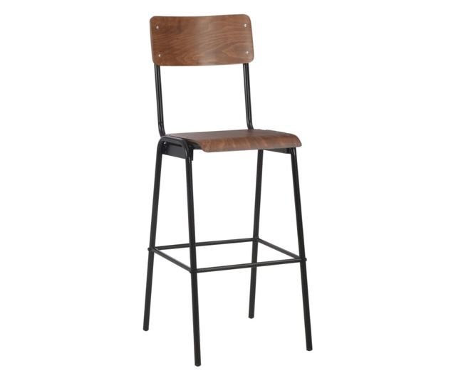 Barski stoli, 2 kosa, rjavi, masivni vezani les, jeklo