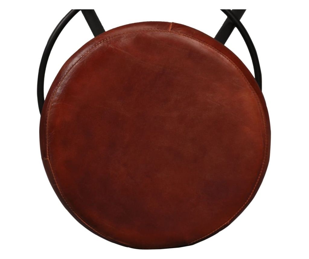 Мебели за бар, комплект от 5 части, масивна акациева дървесина и естествена кожа - 11