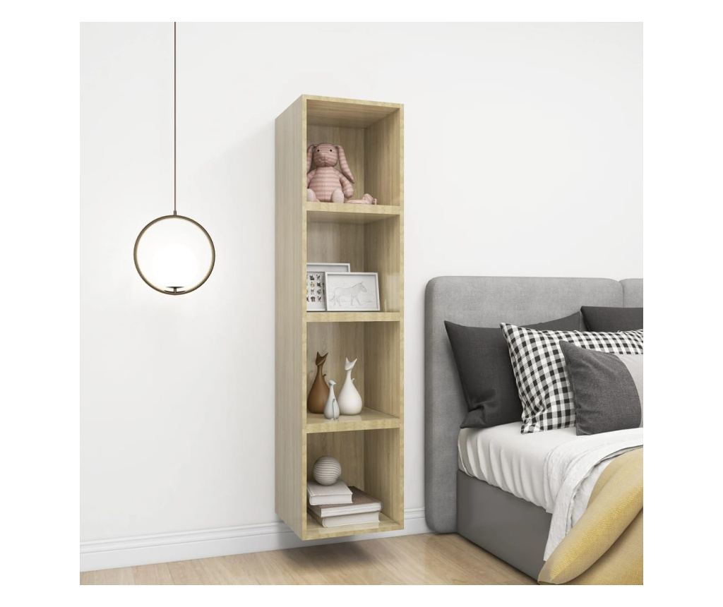 Fali szekrény, Sonoma tölgy, 37x37x37 cm, laminált forgácslap - 7