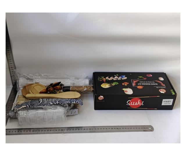 Set Ustensile pentru Sushi, Cyrax, Set din 24 Accesorii pentru Sushi, Set pentru Sushi HOME MADE, Cutit Inclus, Forme, Betisoare