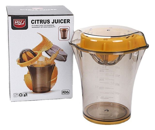 Storcator manual citricie Cyrax, cu recipient de 600 ml, 15x8.5x13.5 cm, material ABS, Transparent