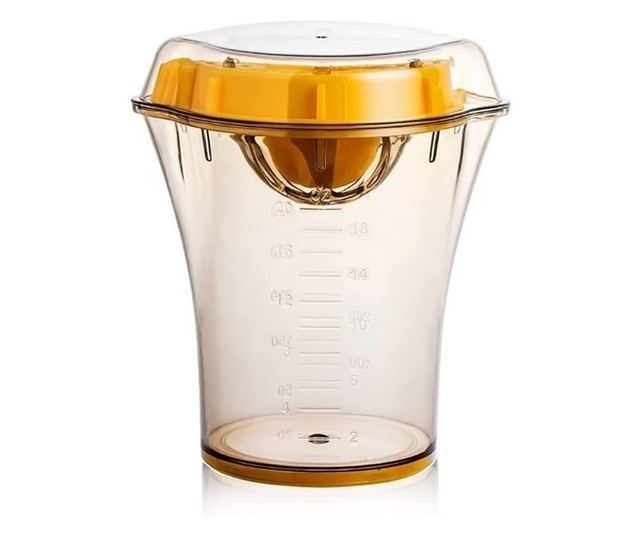 Storcator manual citricie Cyrax, cu recipient de 600 ml, 15x8.5x13.5 cm, material ABS, Transparent
