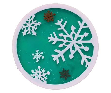 Suport pentru Pahar, Cyrax, Model Fulg de Nea, din PVC, 10 cm, Rezistent la Caldura, Verde