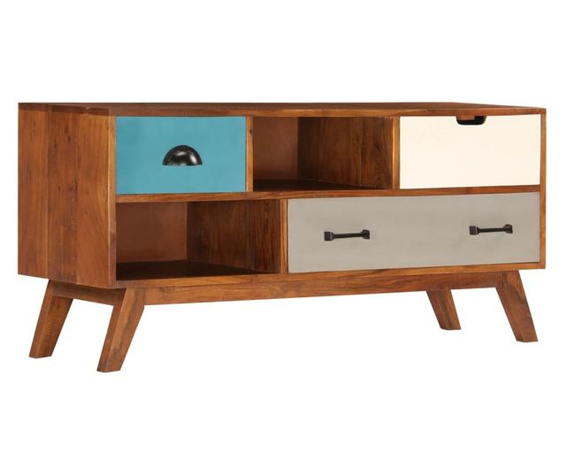 TV komoda s 3 ladice, 110x35x50 cm, masivno drvo akacije