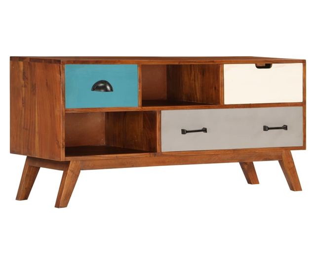 TV komoda s 3 ladice, 110x35x50 cm, masivno drvo akacije