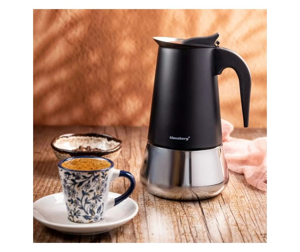 Klausberg KB 7847 Μοκέτα καφέ Cuban, 12 φλιτζάνια, 600 ml, Ανοξείδωτο ατσάλι, Επαγωγική, Μαύρο/Inox - 11