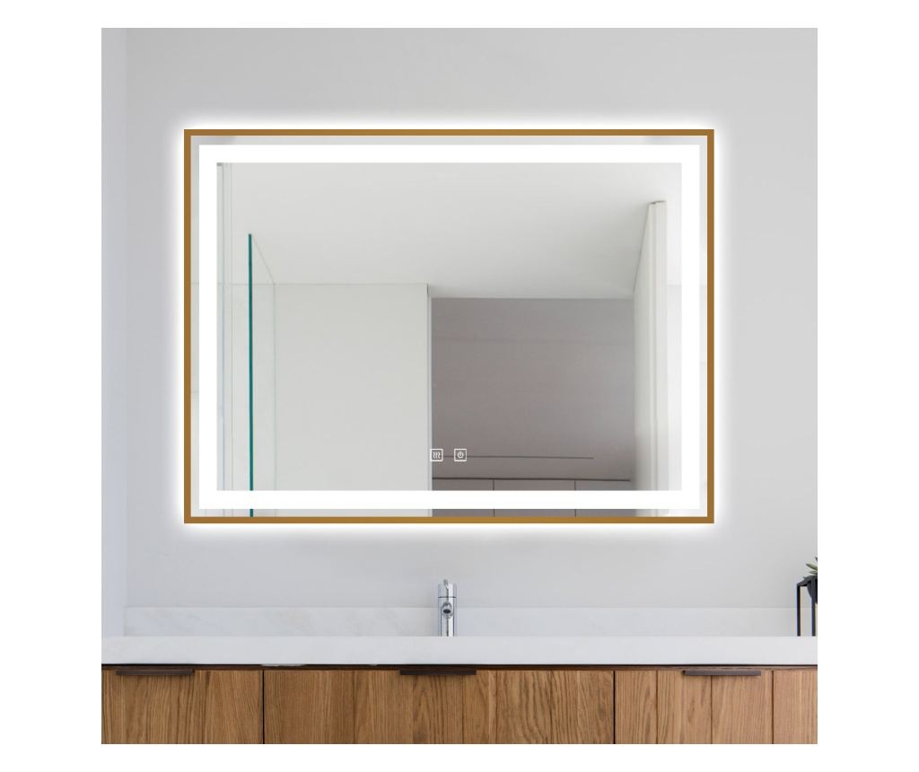 LED Touch Mirror, 80 X 60 Cm, with Defog Function, Bronze Frame, Smack - 3