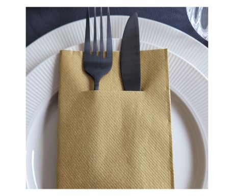 Set 75 Servetele Mank HORECA cu buzunar, Linclass® Airlaid, Auriu, 40 x 40 cm, Ideale pentru Nunti, Petreceri, Botezuri