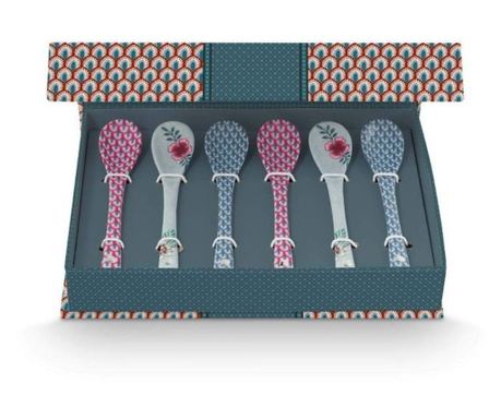 Set od 6 žličica, porculan, Pip Studio, Plava, 13 cm, kolekcija Flower Festival