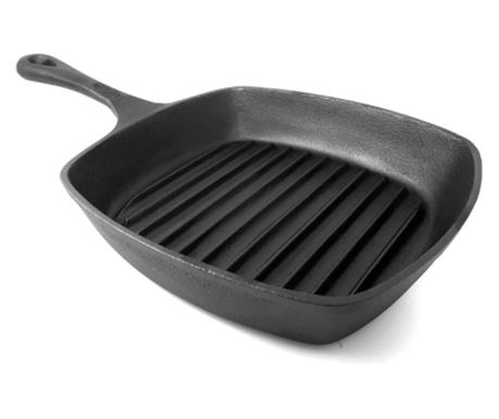 Žar za pečenje Klausstech, premera 26 cm, primeren za indukcijske štedilnike, kvadratne oblike, iz čisteželezne zlitine, z ergon