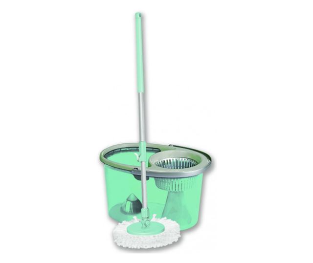 Кофа за моп KlaussTech, вместимост 12 л, центробежна система и въртящ се моп, 360 градуса, компактна, лесна за употреба, синя