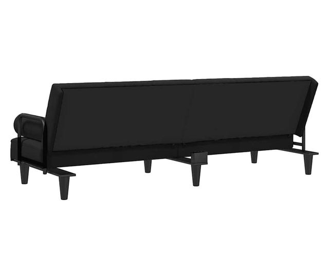 Kanapa rozkładana z podłokietnikami, czarna, aksamitna