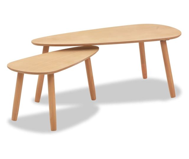 Set stolića za kavu, 2 komada, masivno drvo bora, smeđa