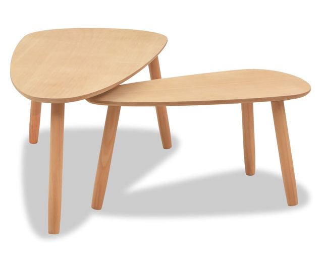 Set stolića za kavu, 2 komada, masivno drvo bora, smeđa