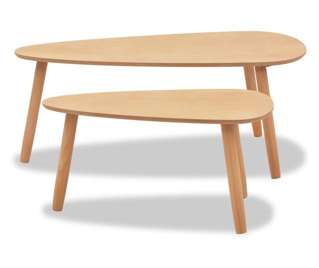 Set stolića za kavu, 2 komada, masivno drvo bora, smeđa