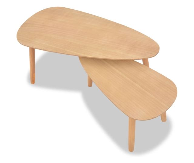 Set stolića za kavu, 2 komada, masivno drvo bora, smeđa