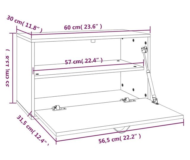 Omara, medena rjava, 60x30x35 cm, masivno borovo leso