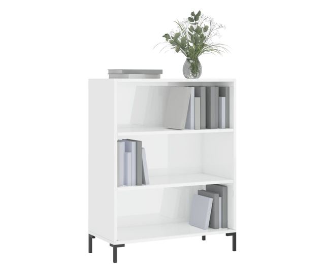 Knyvespolc, extrafnyes fehr, 69,5x32,5x90 cm, feldolgozott fa