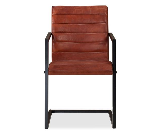 Kuhinjske stolice, 2 kom., smeđe, prirodna koža