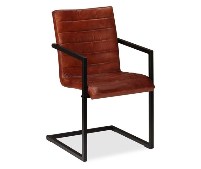 Kuhinjske stolice, 2 kom., smeđe, prirodna koža