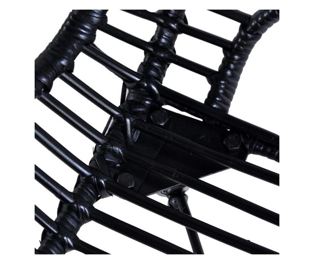 Kuhinjski stoli, 6 kosov, črni, naravni ratan