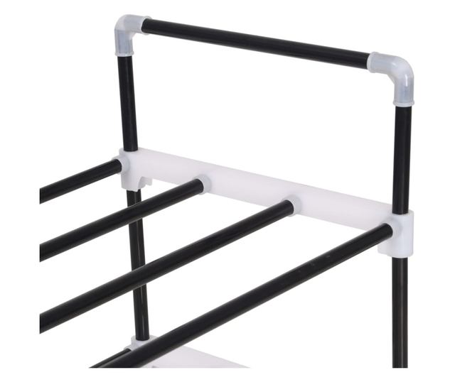 Stalak za obuću sa 7 polica od metala i plastike Crna