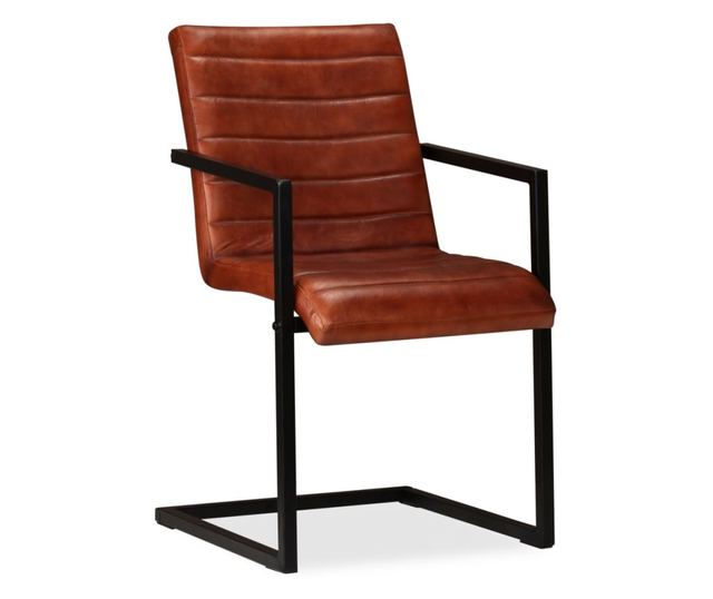 Kuhinjske stolice, 2 kom., smeđe, prirodna koža