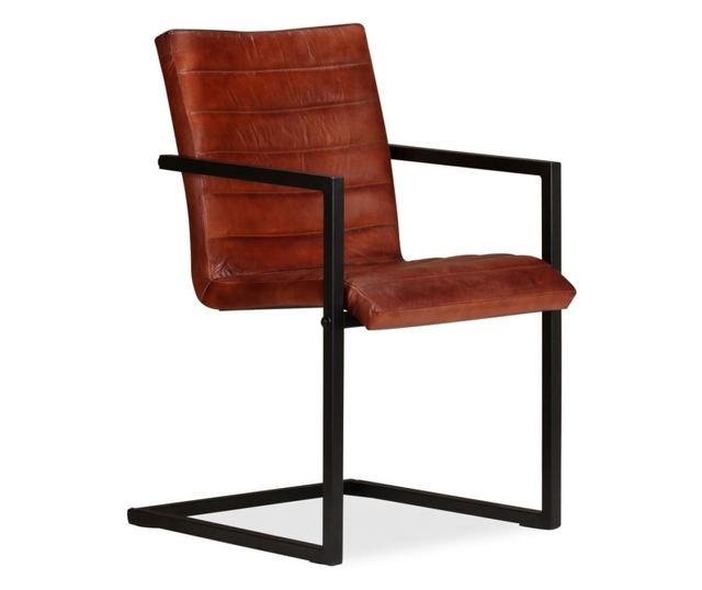 Kuhinjske stolice, 2 kom., smeđe, prirodna koža