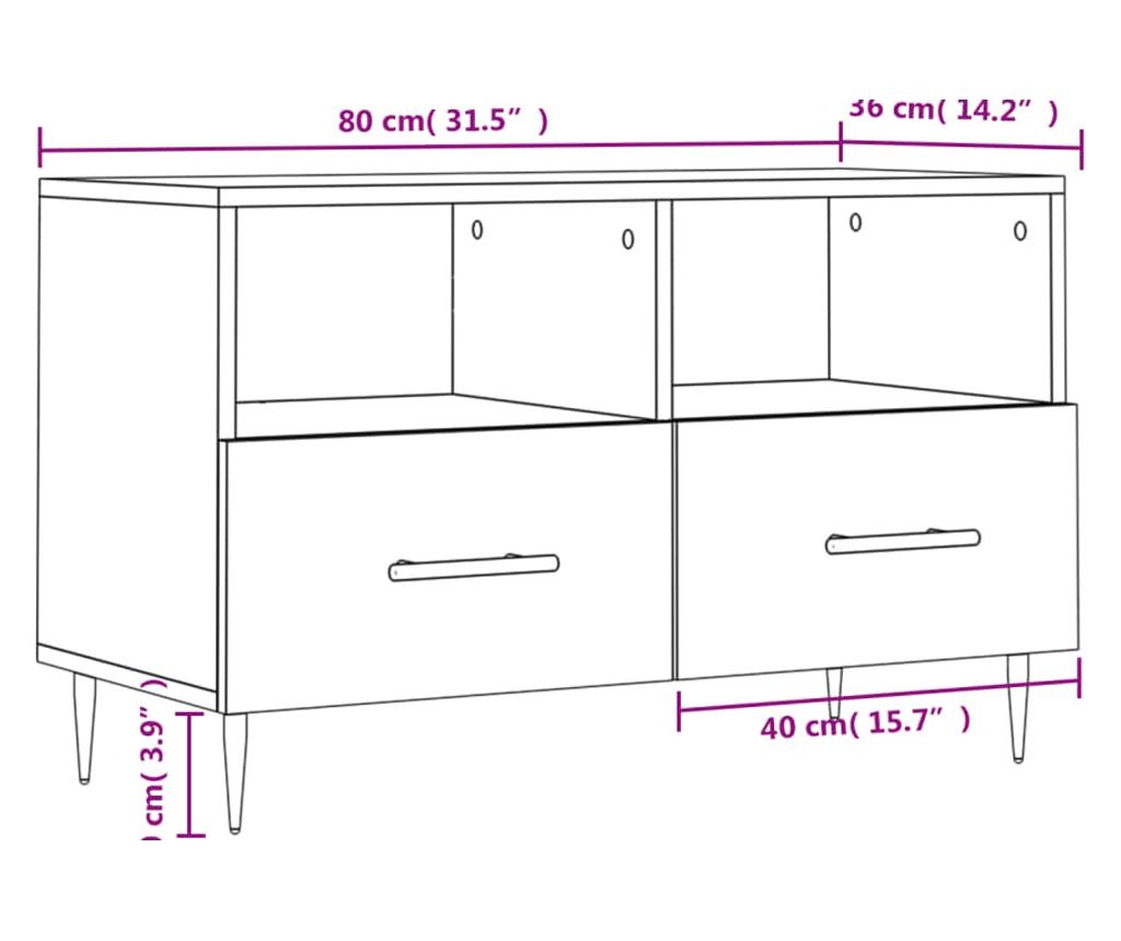 TV komoda, smeđi hrast, 80x36x50 cm, obrađeno drvo - 12
