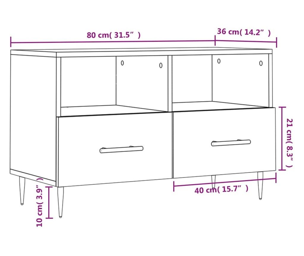 TV komoda, hrast sonoma, 80x36x50 cm, obrađeno drvo - 12