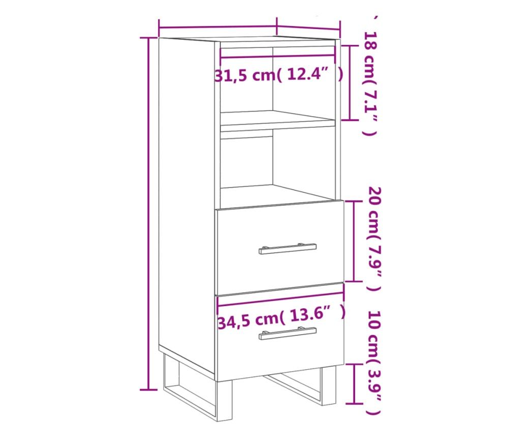 "Komoda, smeđi hrast, 34,5x34x90 cm, kompozitno drvo" - 12