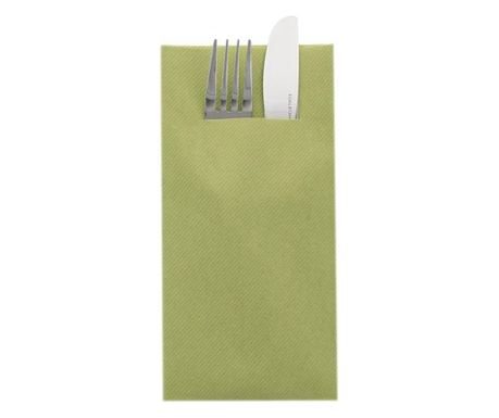Szalvéták POCKET evőeszközökhöz, Linclass Olive, Oliva zöld, 40 x 40 cm, 75 db