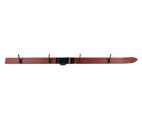 Rdeča lesena obešalna stena s črnim kovinskim okvirjem 172x8x12 cm