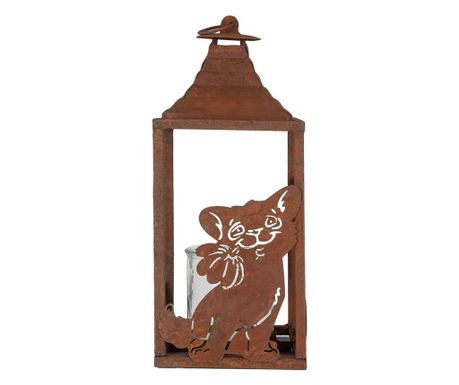 Hnědá kovová lucerna pro kočky 15x15x37 cm